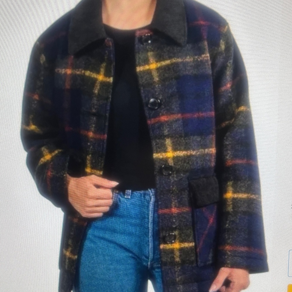 NWT Pendleton Women’s Wool Blend Barn Coat. Royal Blue Plaid. Large